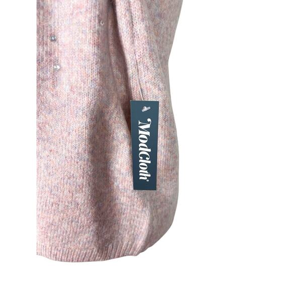 Modcloth Sparkles & Stardust Embellished Sequins V-Neck Sweater Size Medium NEW - Picture 6 of 8